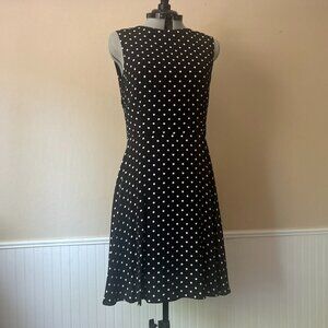 Ashlee Navy Blue with White Polka Dot Shift Dress | Vintage 90s Casual Office 12